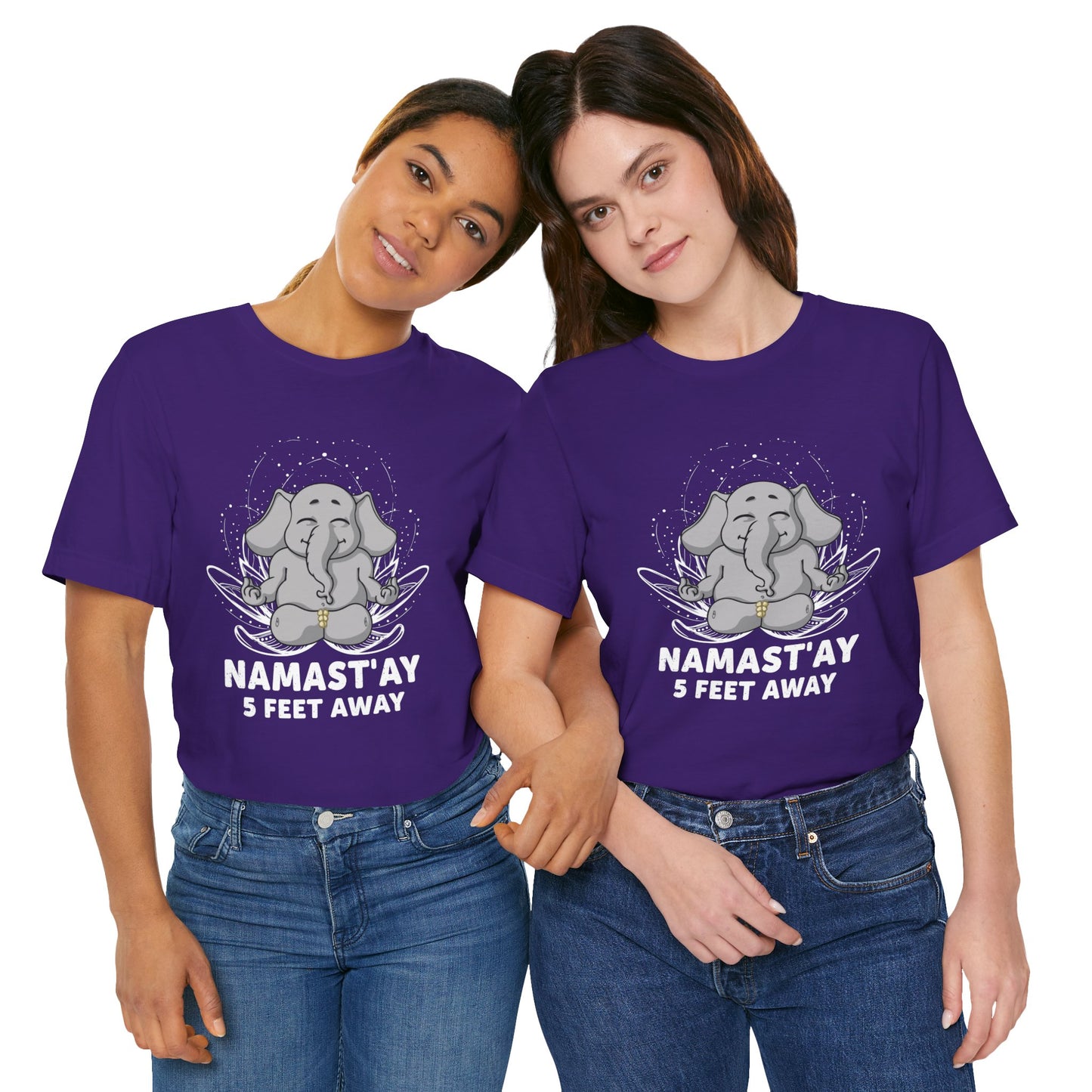 Yoga: Namastay, 5 Feet Away- Unisex Jersey Short Sleeve Tee