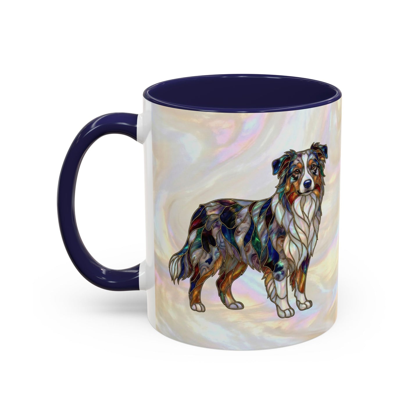 Australian Shepherd Accent Coffee Mug — Stained Glass Design (11/15oz) -14614