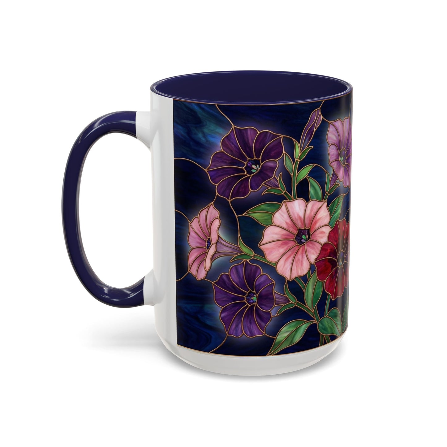 Petunia Floral Accent Coffee Mug – Stained-Glass  Design (11/15oz) - 14581