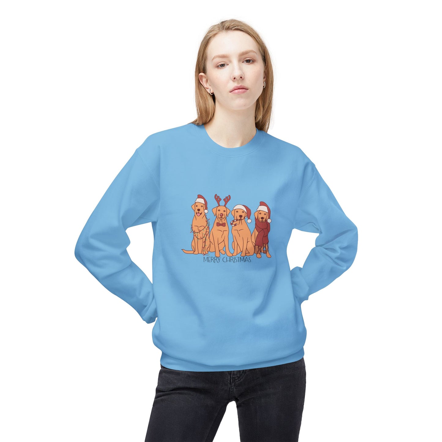 Dogs, Merry Christmas - Unisex Midweight Softstyle Fleece Crewneck Sweatshirt - 10268