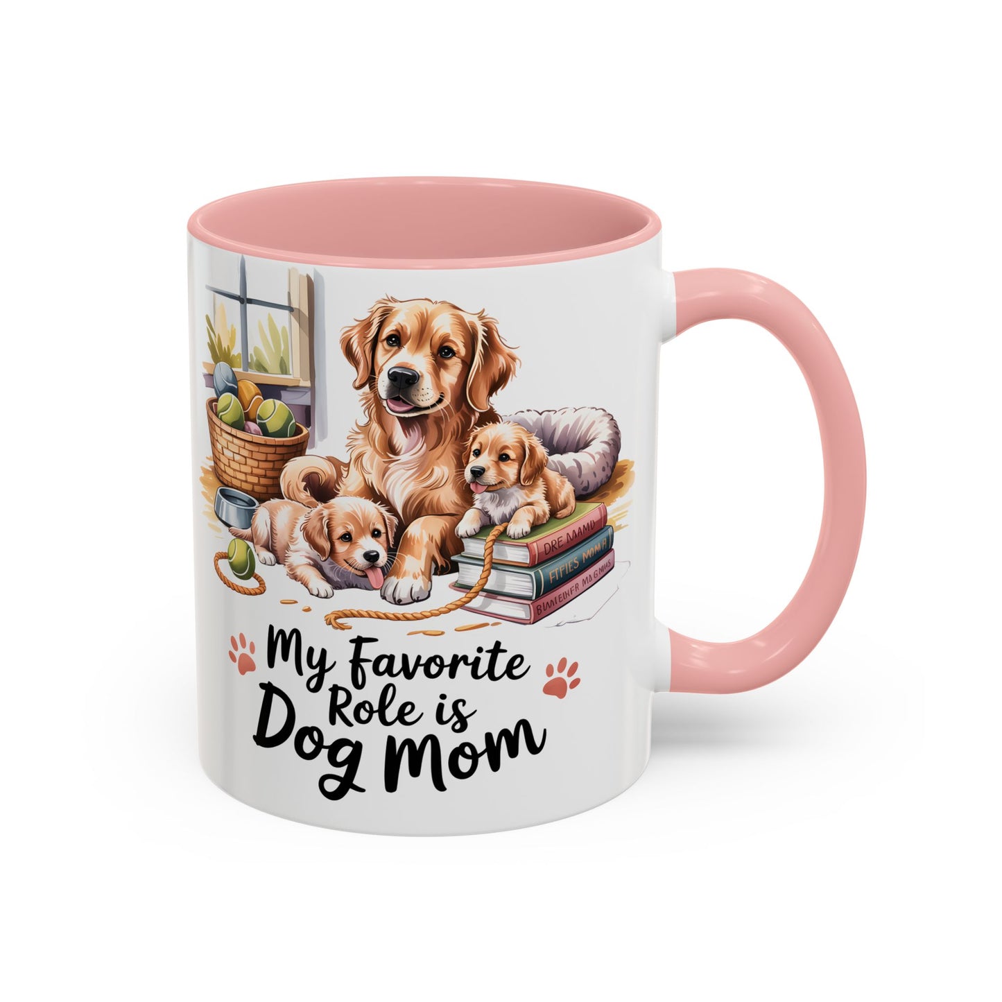 My Favorite Role is Dog Mom Mug – Cute Golden Retriever & Puppies Gift for Dog Lovers, Pet Mom Coffee Cup (11oz / 15oz) - 14799