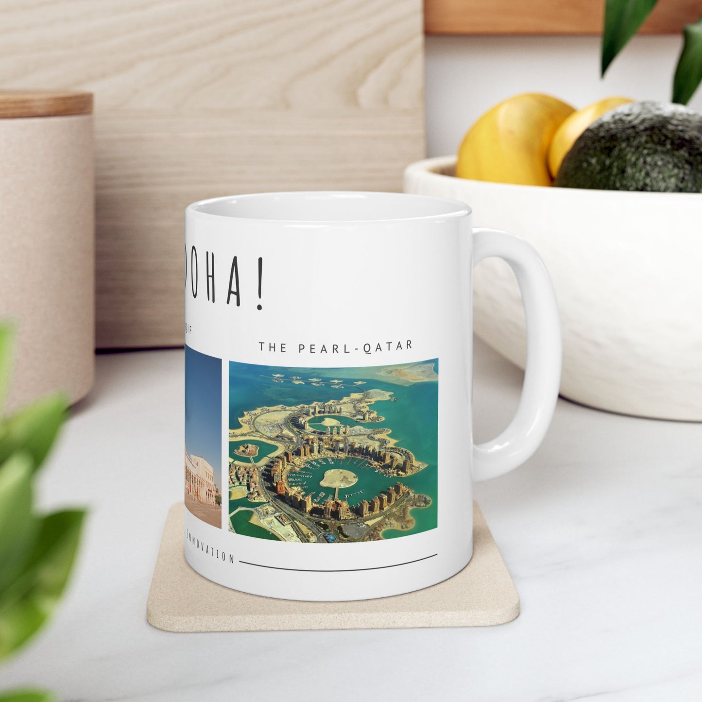 Hello Doha! Ceramic Travel Mug - 11oz & 15oz | Souq Waqif Art Design - 12108