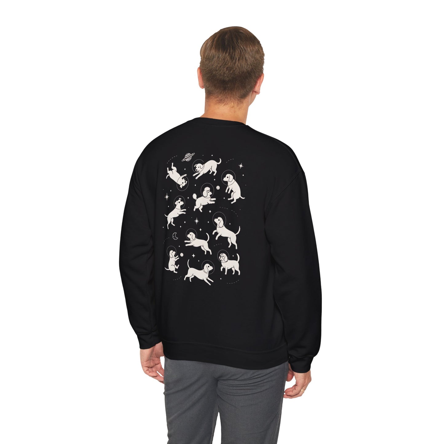 Dog in Space Crewneck Sweatshirt – Space Puppy Graphic Pullover - 14678