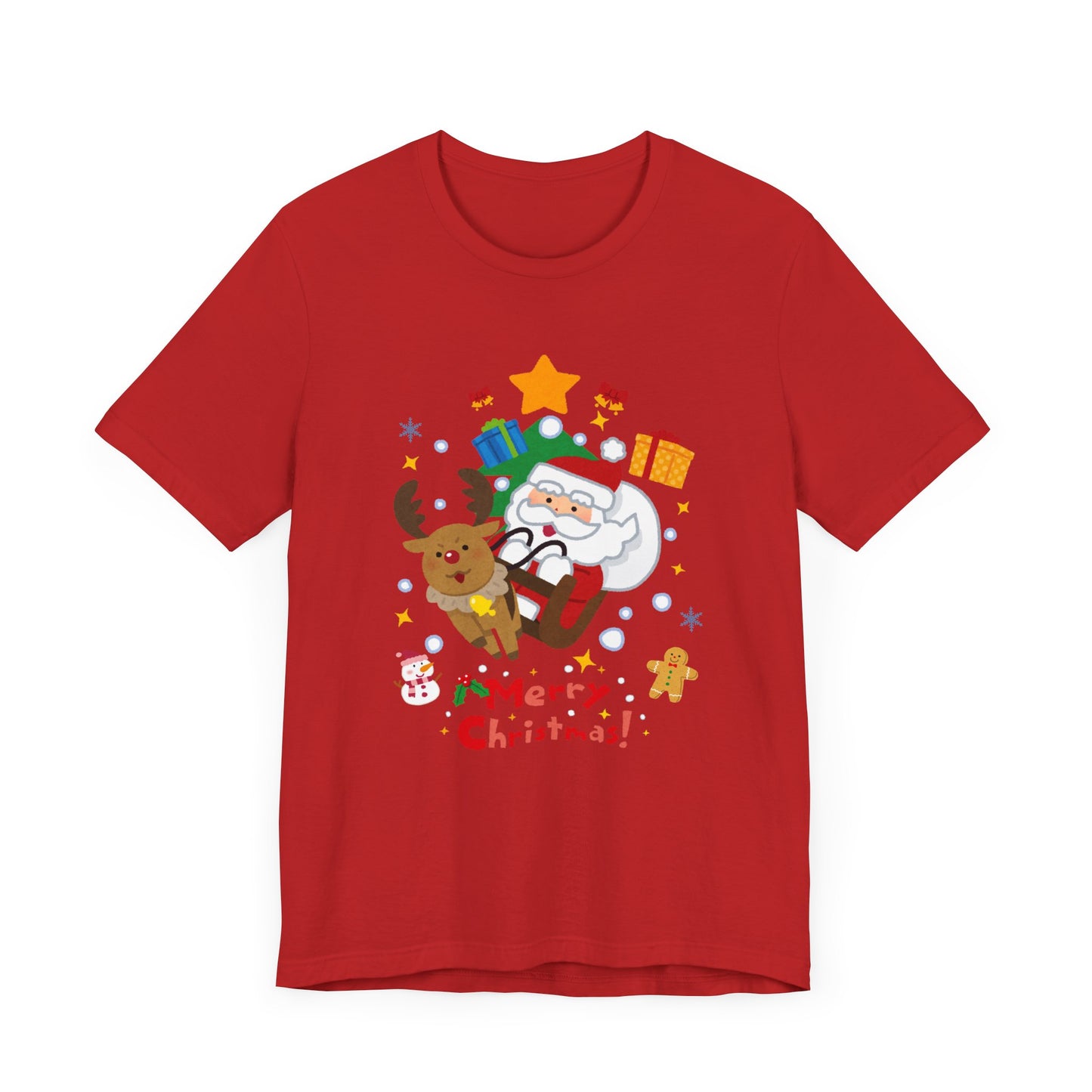 Santa & Reindeer, Merry Christmas - Unisex Jersey Short Sleeve Tee - 10494