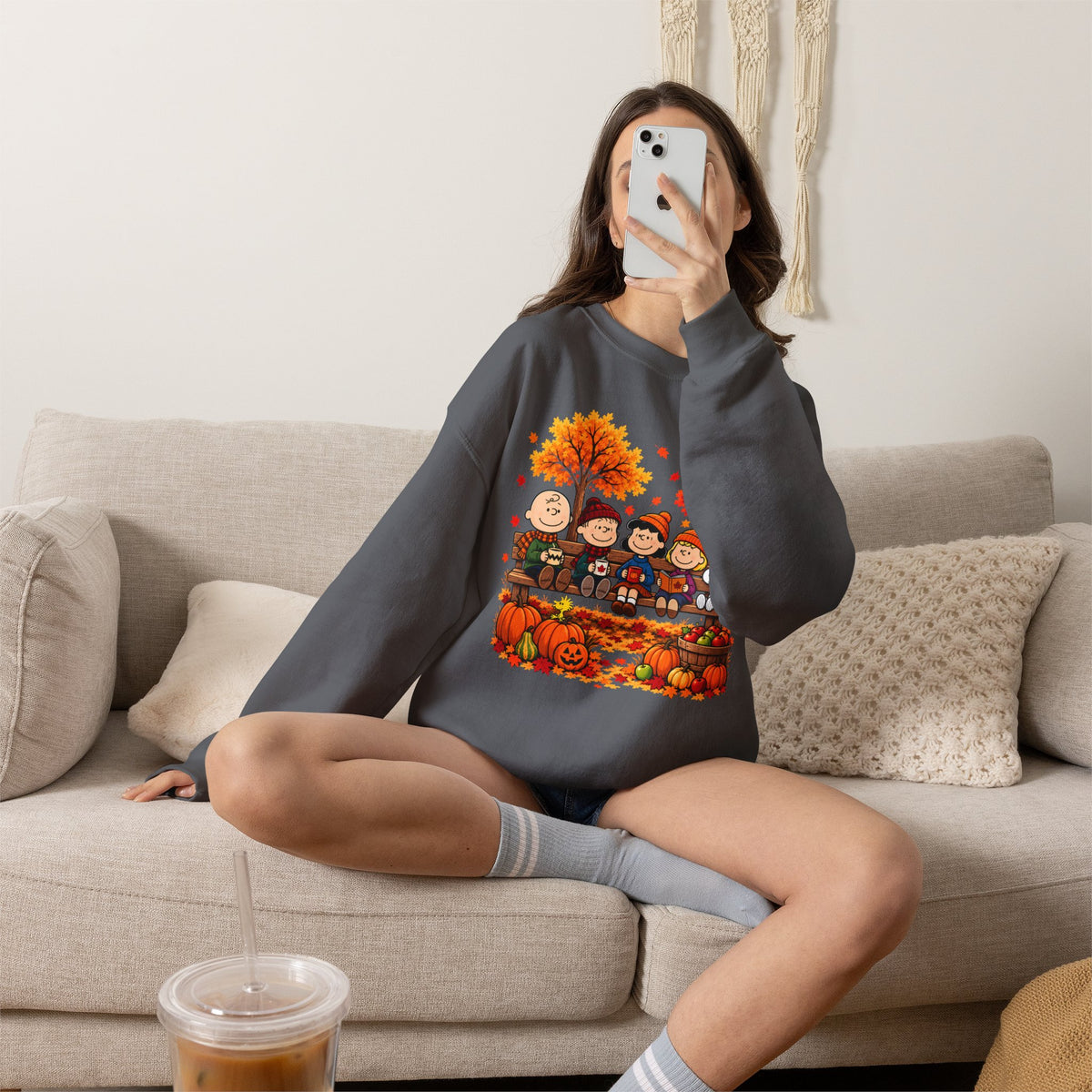 Fall Friends Crewneck Sweatshirt, Cute Autumn Pumpkin Patch Design - 14999