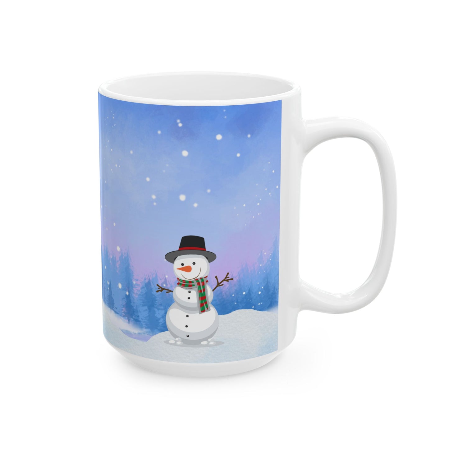Winter Tree, Snowman & Puppy - Ceramic Mug, (11oz, 15oz) - 10398