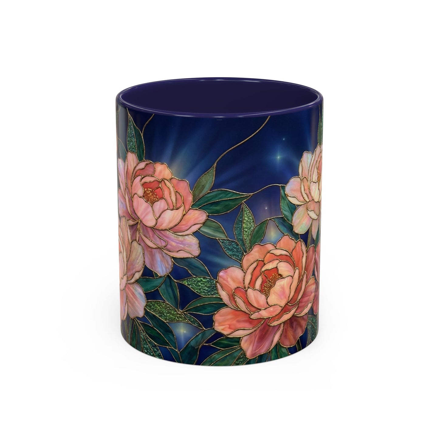 Peony Floral Coffee Mug — Stained Glass Design (11/15oz) -14580