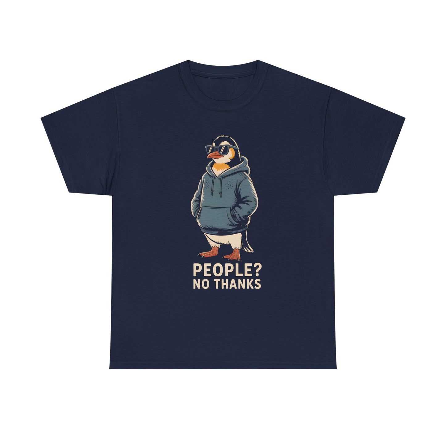 Funny Penguin T-Shirt – “People? No Thanks” Introvert Anti-Social Humor Tee Gift - 14847