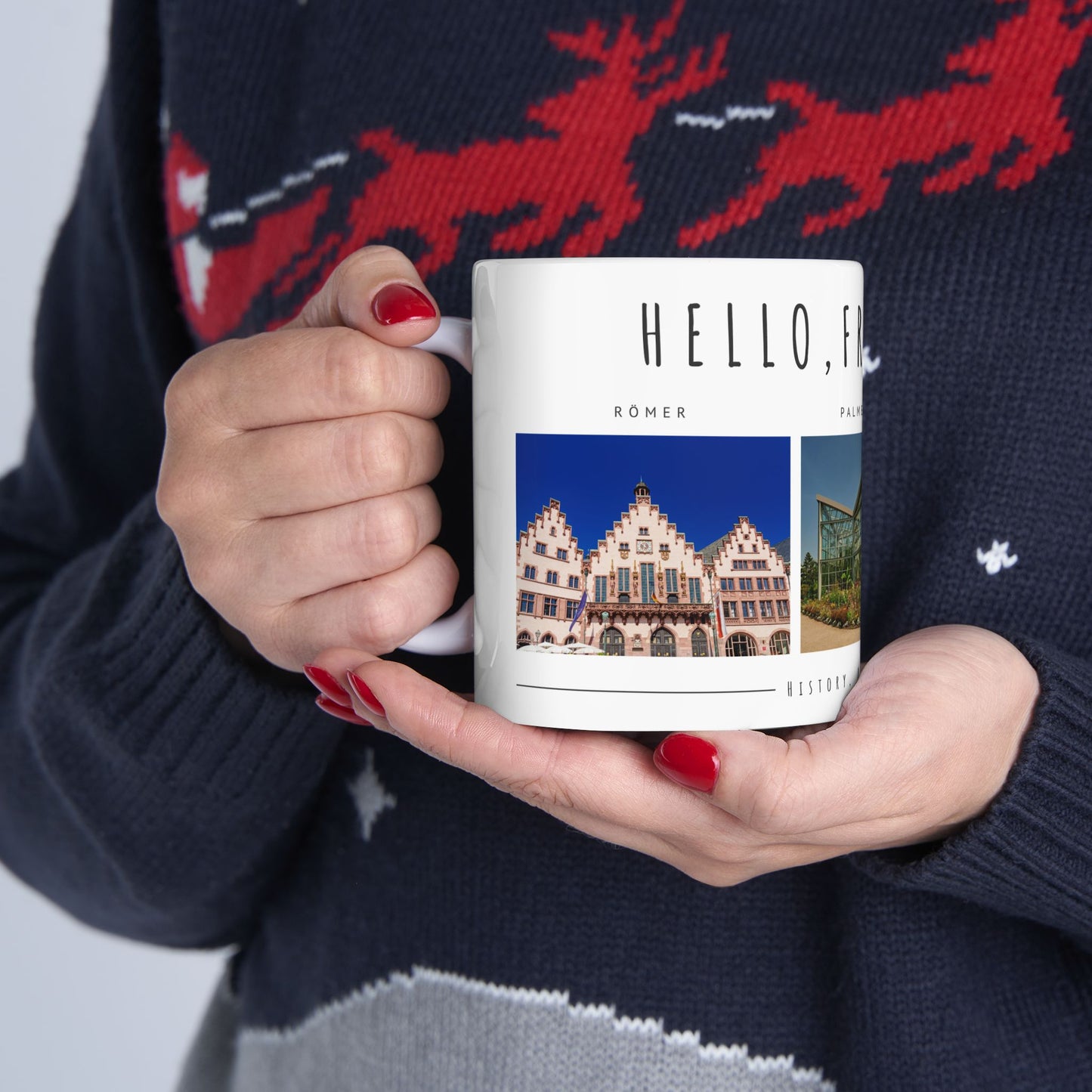 Hello, Frankfurt! Ceramic Mug - 11oz/15oz - Perfect Gift for Travel Lovers - 12172