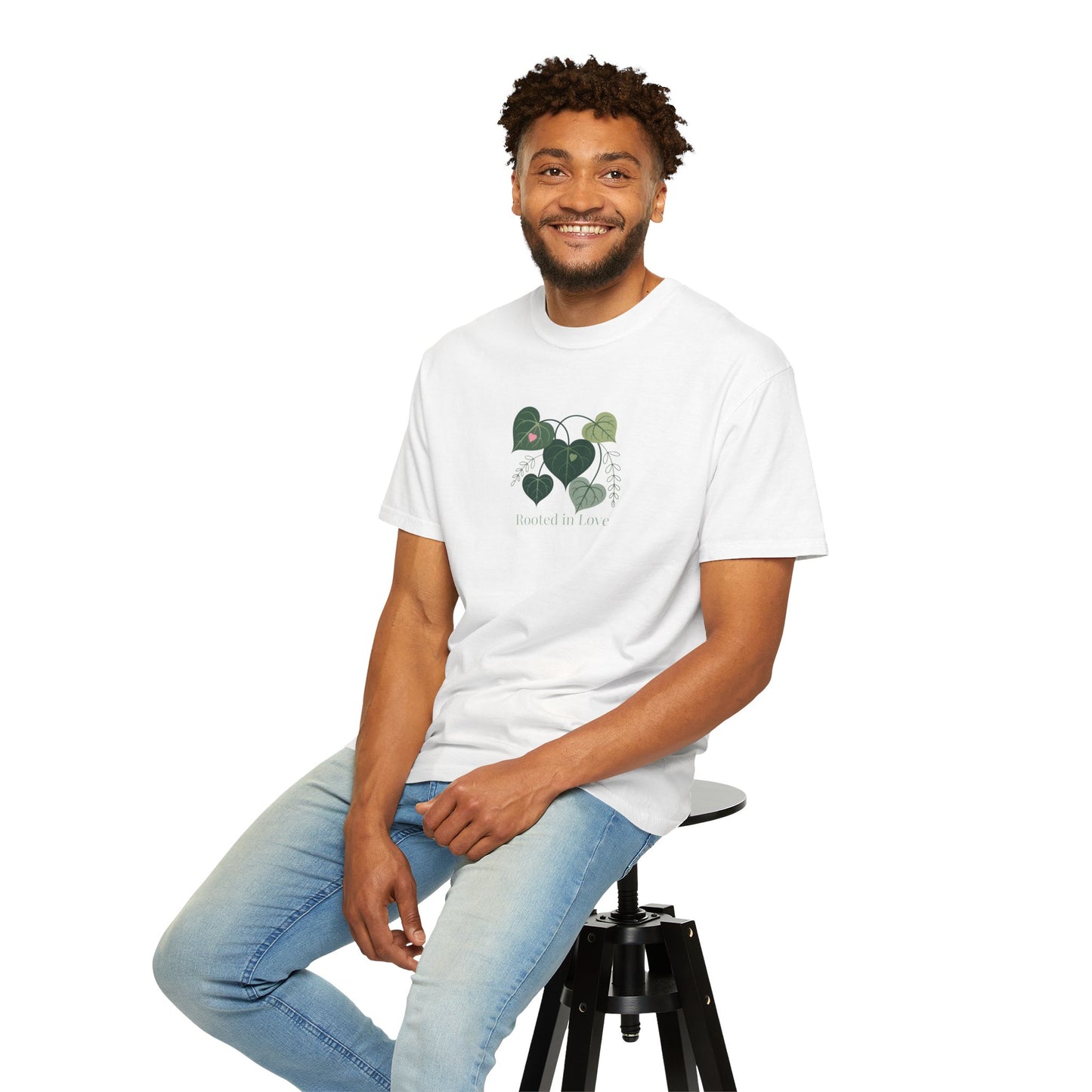 Rooted in Love T-Shirt — Heart Leaf Plant Graphic Tee - 14733