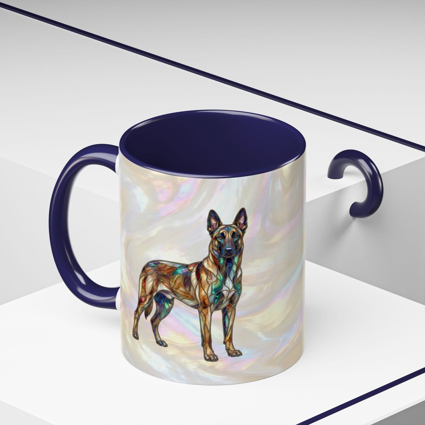 Belgian Malinois Accent Coffee Mug - Stained Glass Design 11oz & 15oz - 14616