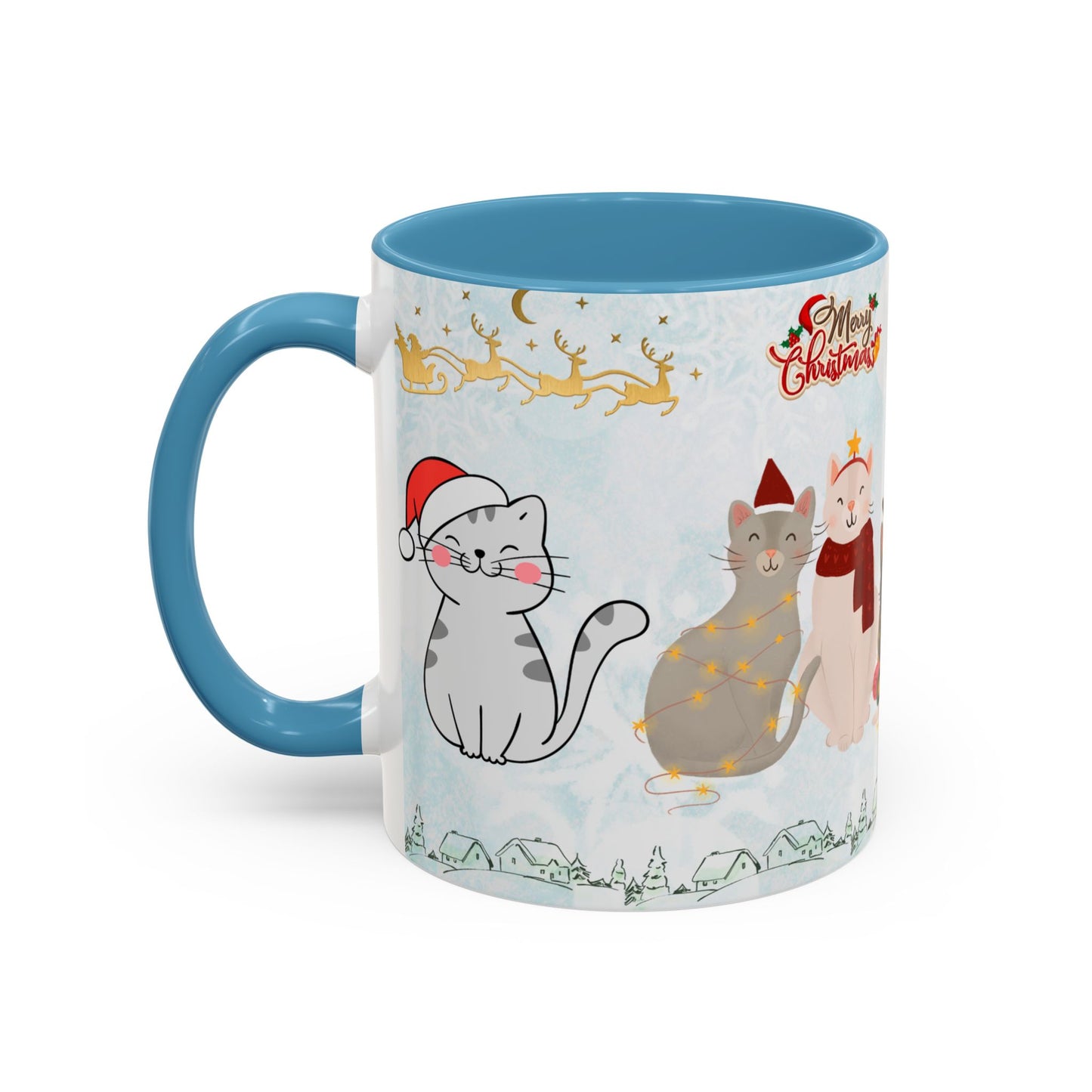 Merry Christmas, Cats - Accent Coffee Mug (11, 15oz)