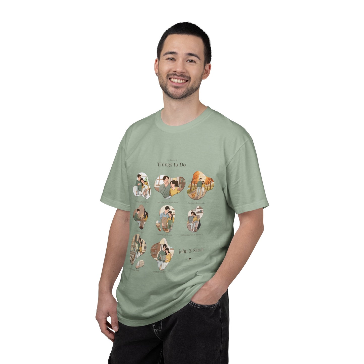 Our Favourite Things to Do Together – Personalised Valentine’s Illustration T-Shirt Gift - 14721