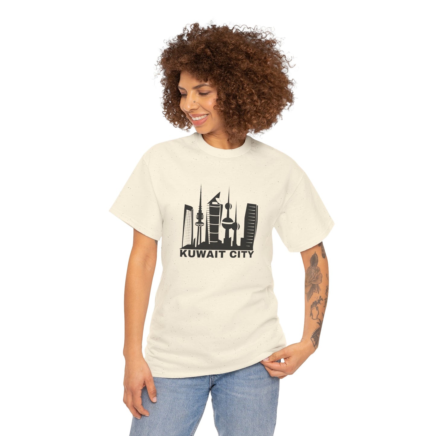Kuwait City Graphic Unisex Heavy Cotton Tee - Urban Skyline Shirt - 12262