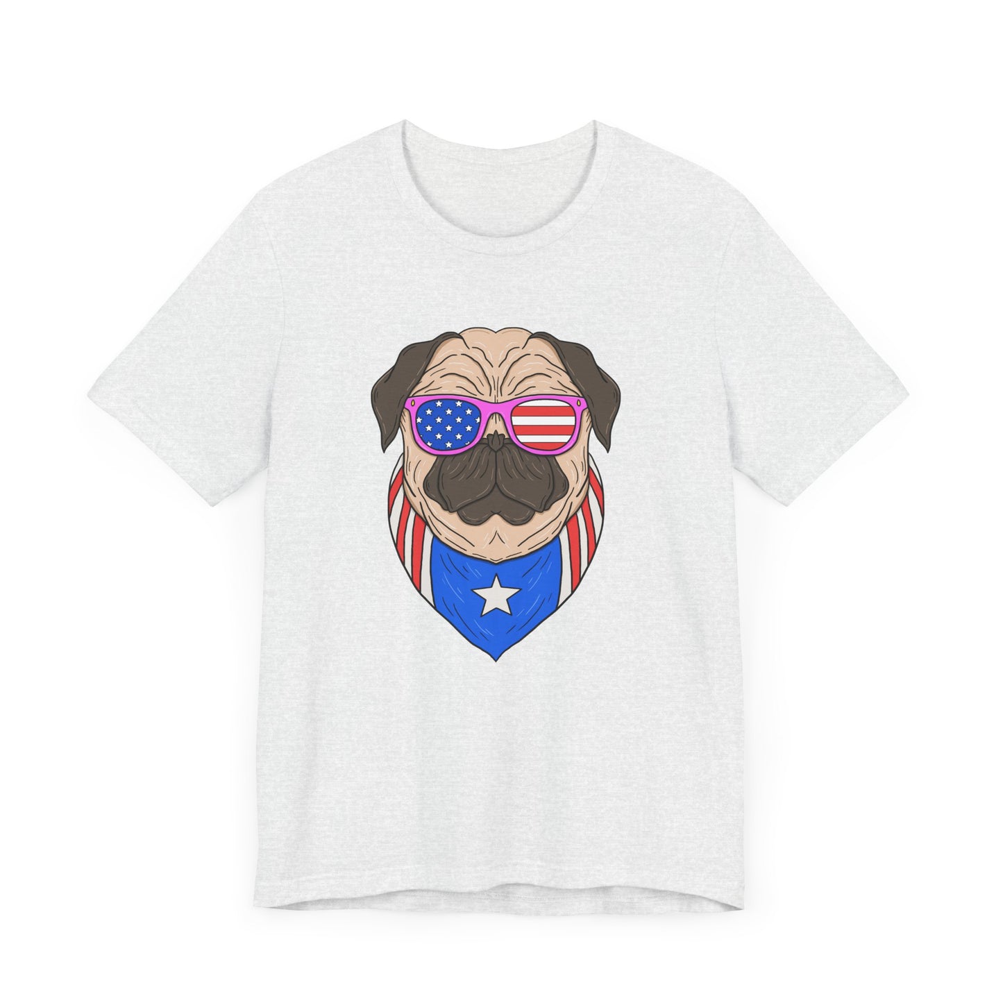 Patriotic Pug Tee, Independence Day T-Shirt, Dog Lovers Gift, Summer Casual Wear, Fun Family Outing Shirt - 13733