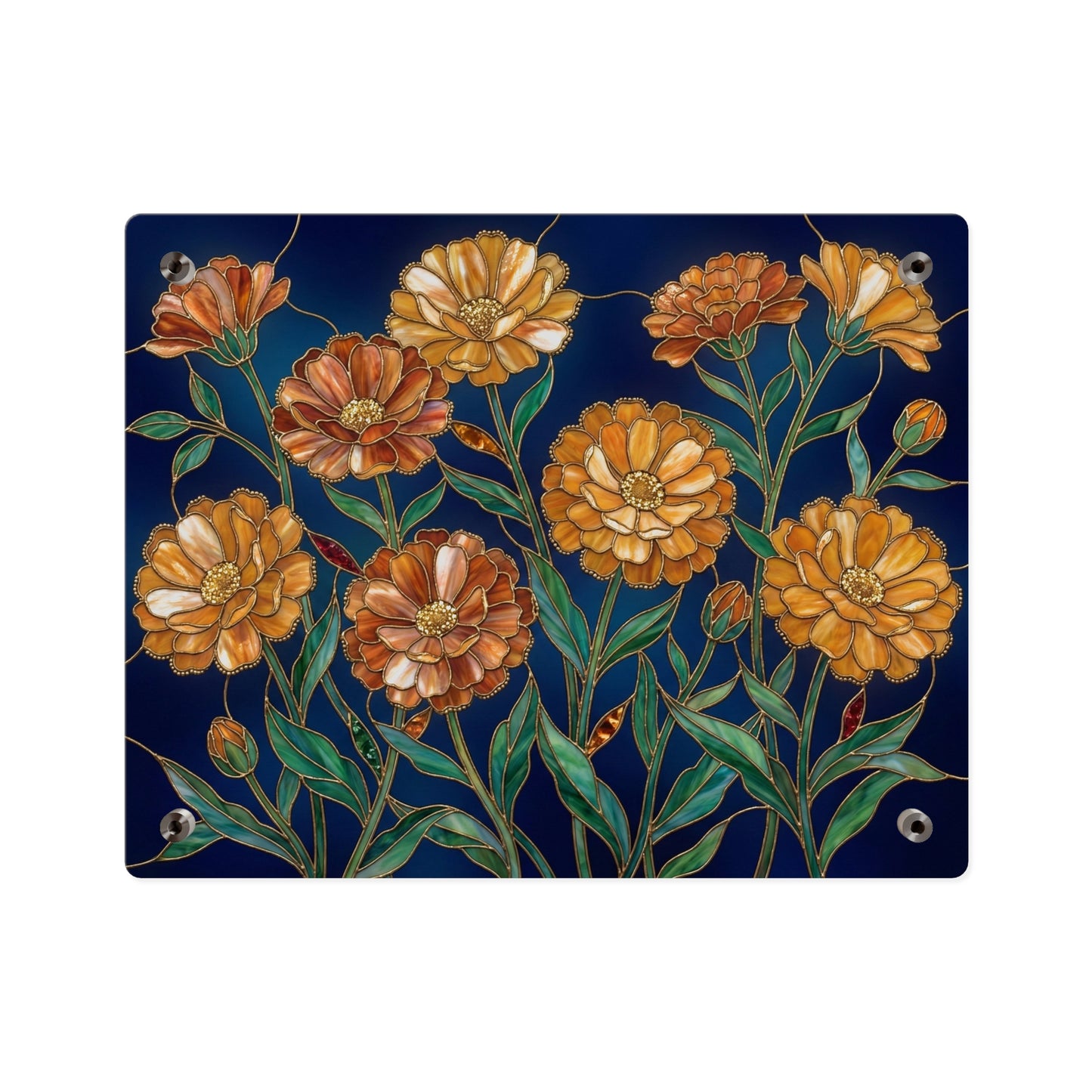 Marigold Bloom Acrylic Wall Art Panel — Botanical Floral Home Decor - 14608