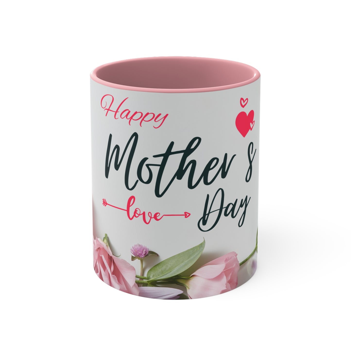 Mother’s Day Floral Mug – Happy Mother’s Day Pink Accent Coffee Cup Gift for Mom (11oz) - 14886