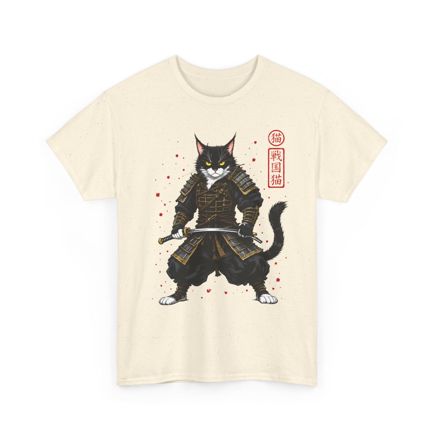 Samurai Cat T-Shirt – Japanese Warrior Cat Graphic Tee, Anime Samurai Cat Shirt, Japanese Streetwear Gift - 14913