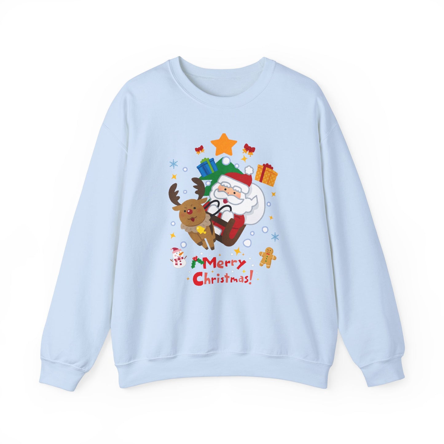 Merry Christmas, Santa & Reindeer - Unisex Heavy Blend™ Crewneck Sweatshirt - 10472