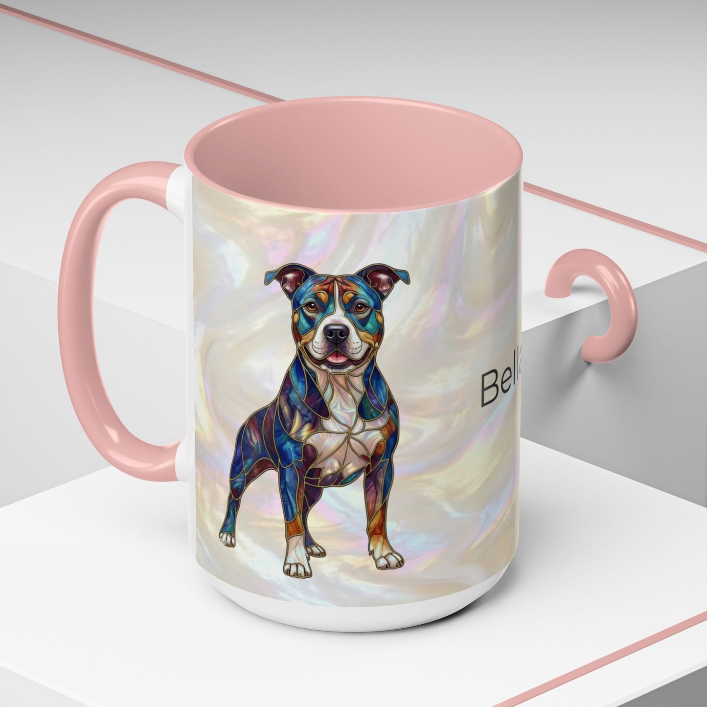 Pitbull Dog Accent Coffee Mug — Stained Glass Design (11/15oz) - 14536