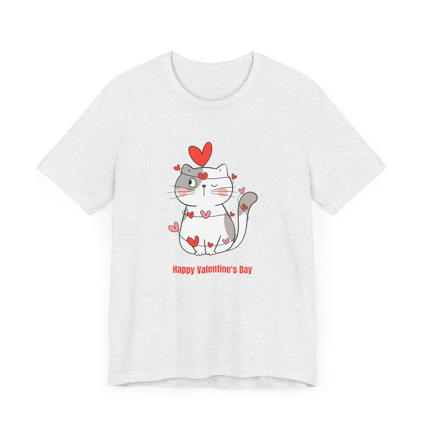 Cute Cat, Happy Valentine's Day - Unisex Jersey Short Sleeve Tee - 11359