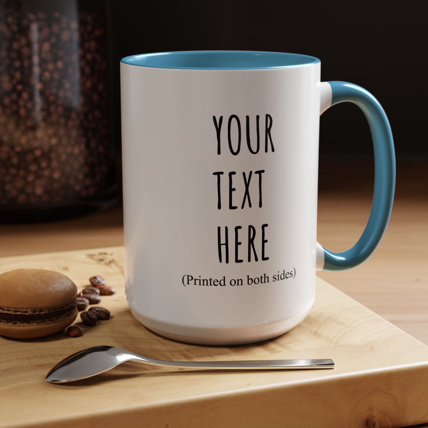 Personalized Accent Coffee Mug – Custom Text Printed Both Sides (11oz & 15oz) - 14676