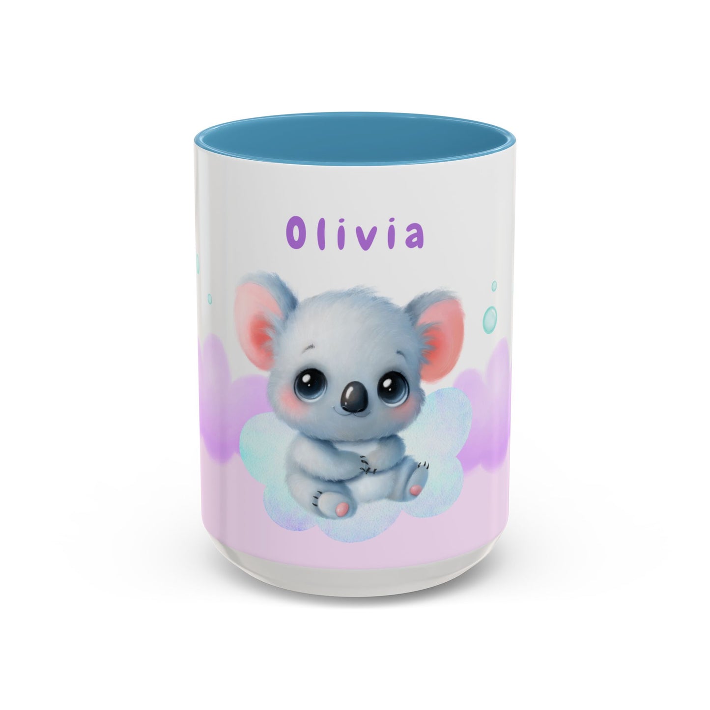 Cute Koala, Olivia, Name Customizable - Accent Coffee Mug (11, 15oz) - 11006