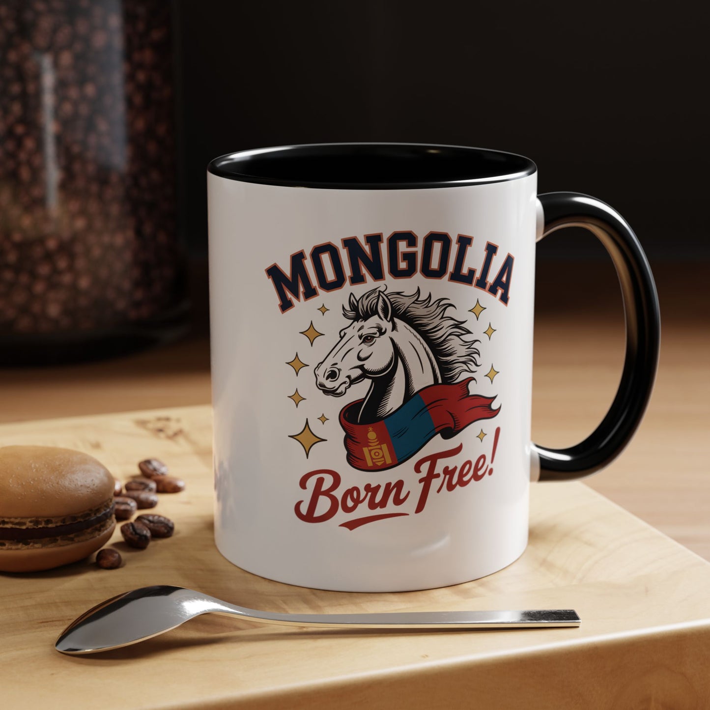 Born Free Mongolia Horse Mug – Patriotic Mongolian Pride Coffee Cup Gift (11oz / 15oz) - 14804