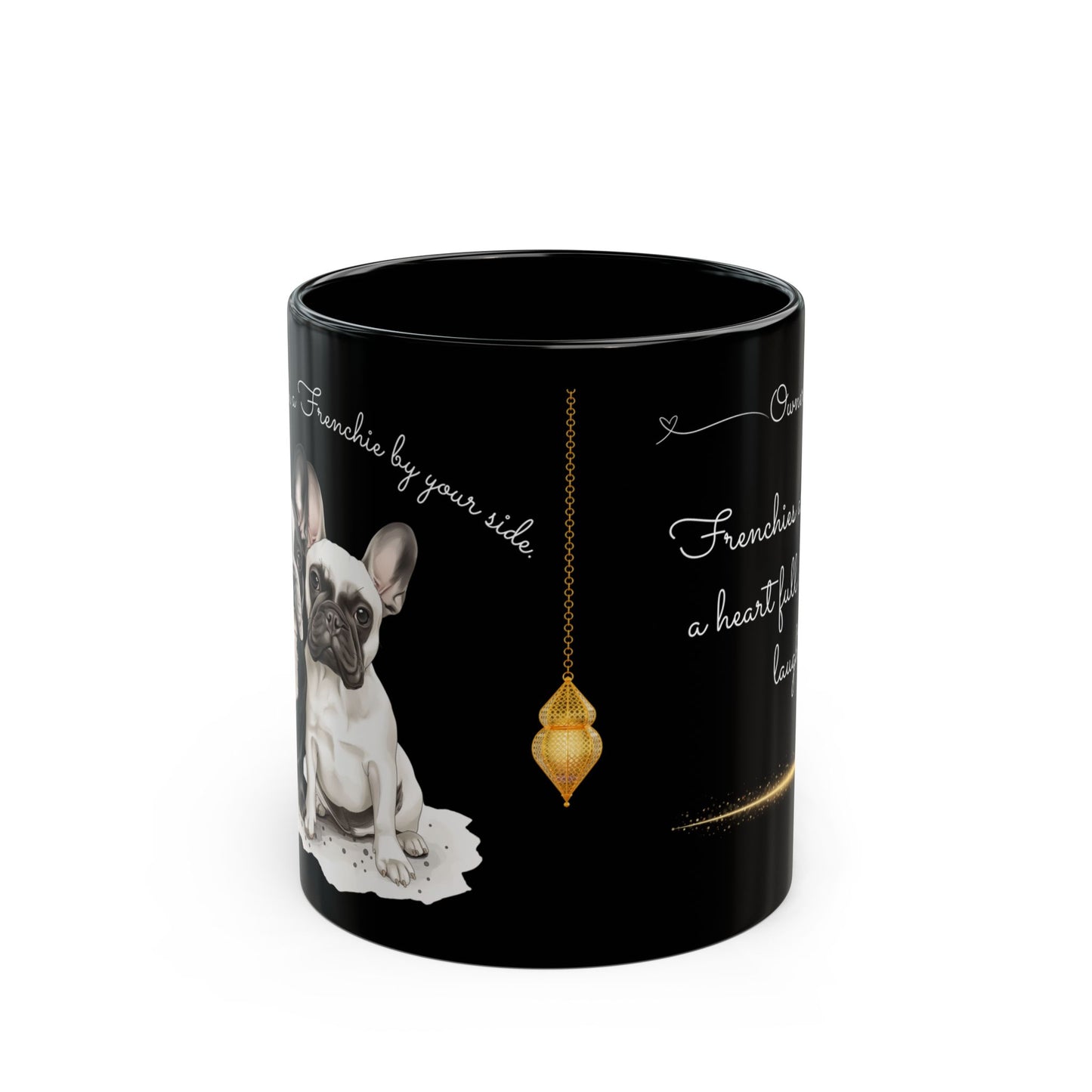 French Bulldogs, Customizable - Ceramic Black Mug (11oz, 15oz) - 10465