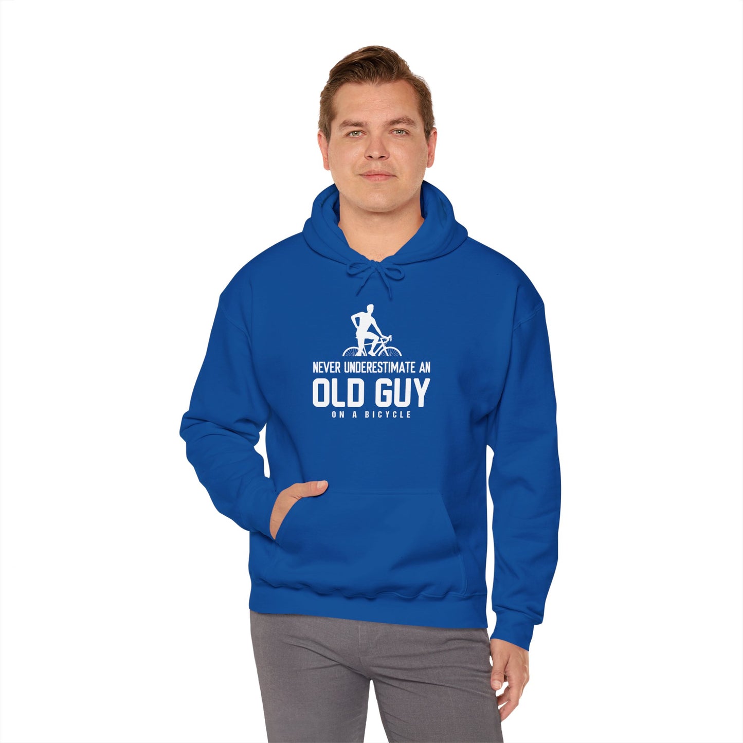 Never Underestimate An Old Guy On A Bicycle - Unisex Heavy Blend™ Hooded Sweatshirt