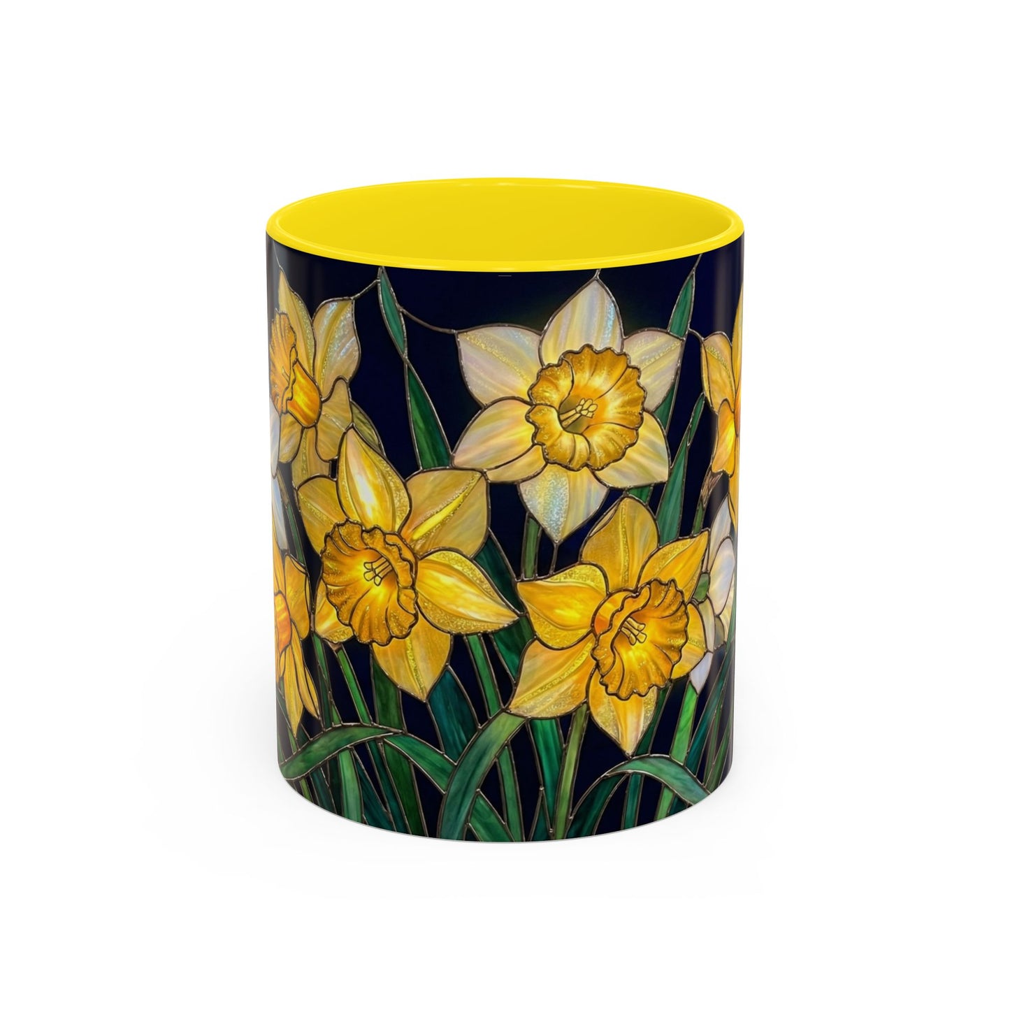 Daffodil Garden Accent Coffee Mug — Stained Glass Design (11/15oz) - 14542