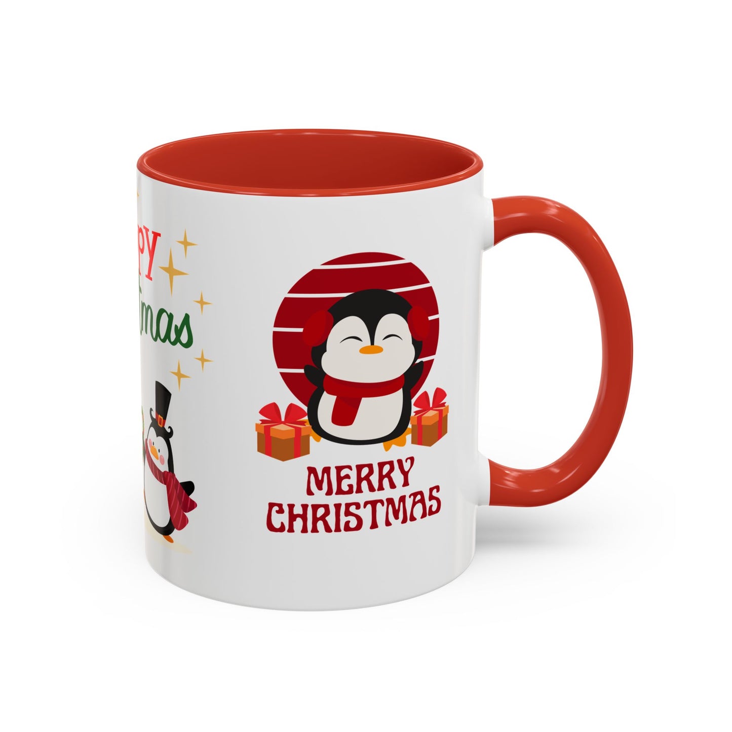 Penguins, Merry Christmas - Accent Coffee Mug (11, 15oz)