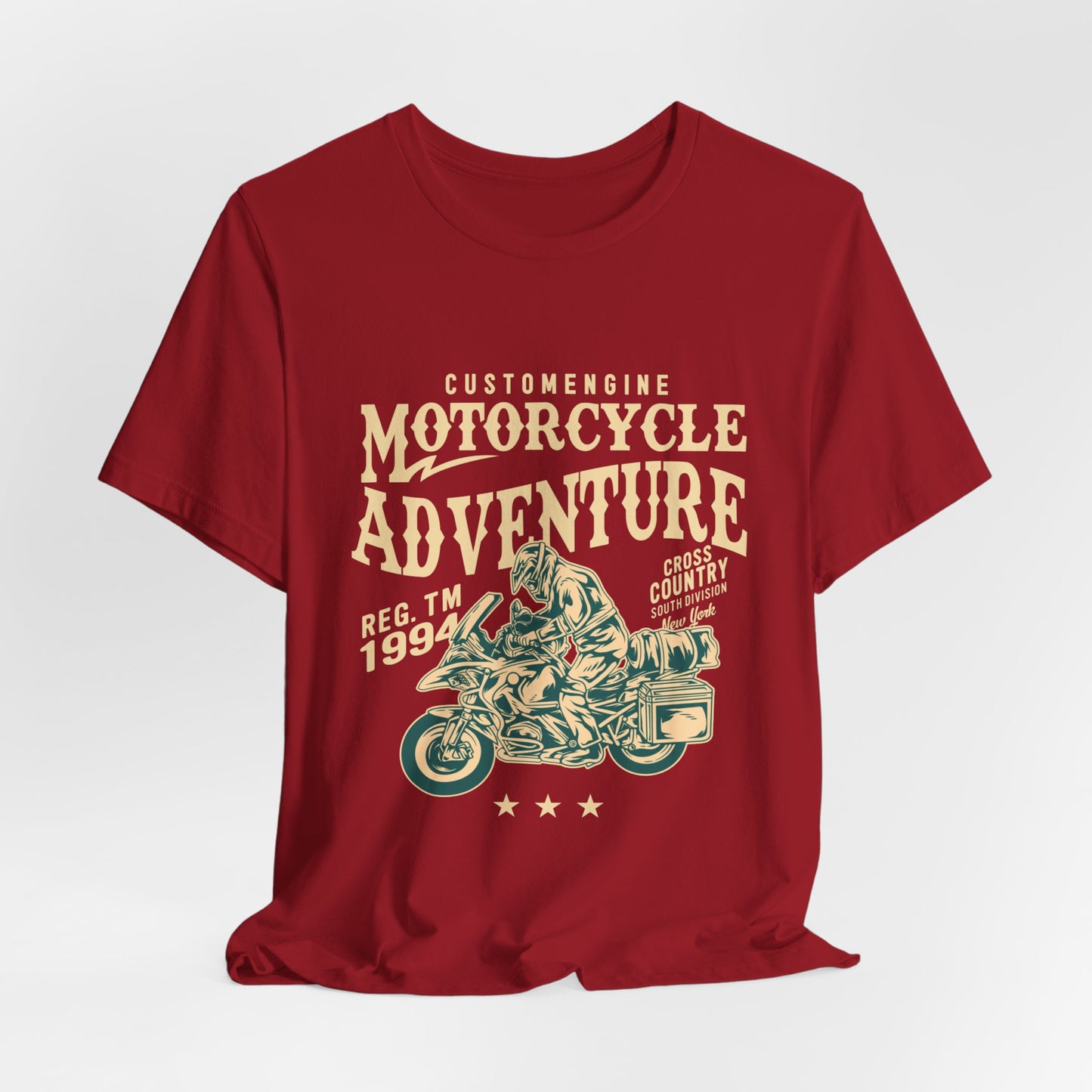 Custom Engine, Motorcycle Adventure - Unisex Jersey Short Sleeve Tee