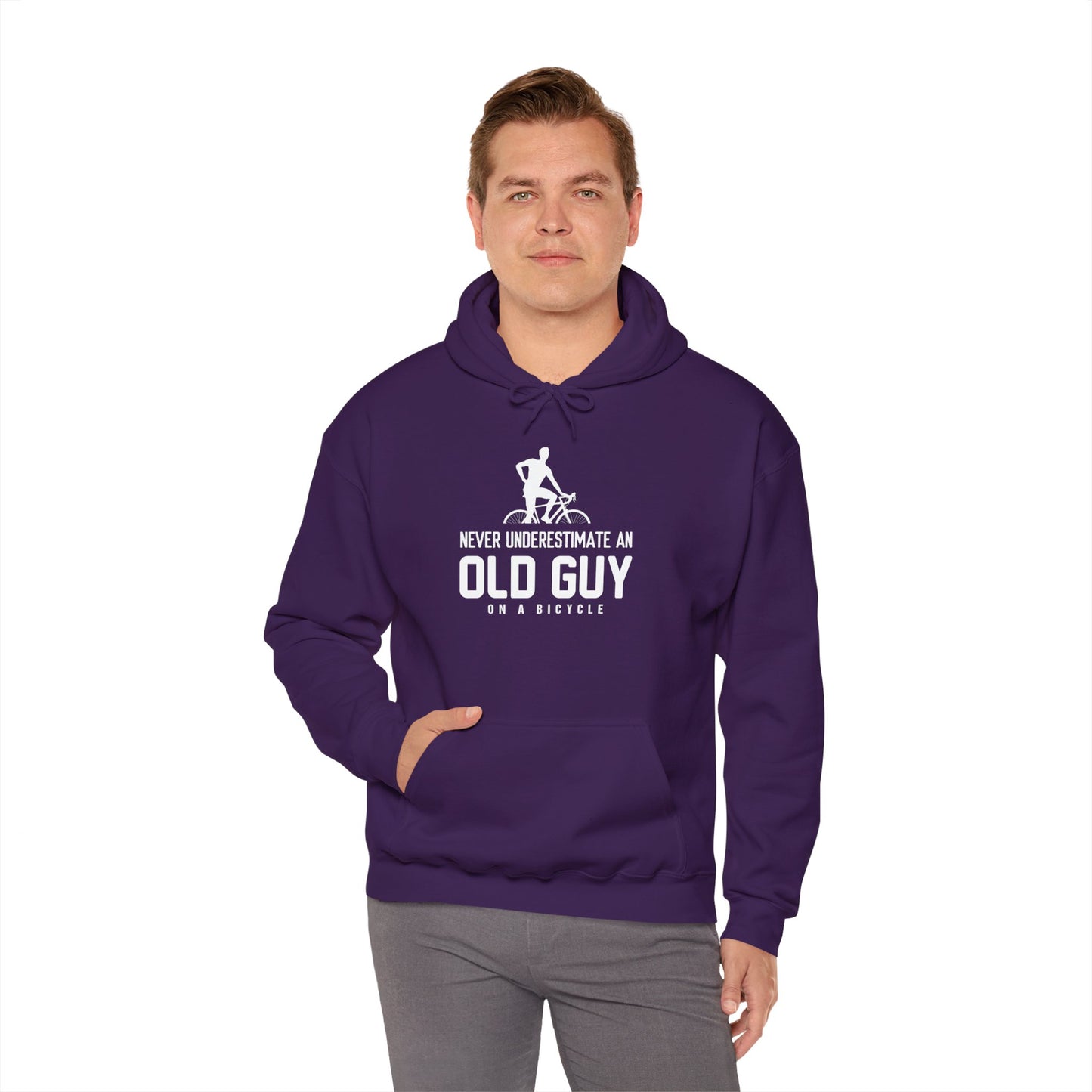 Never Underestimate An Old Guy On A Bicycle - Unisex Heavy Blend™ Hooded Sweatshirt