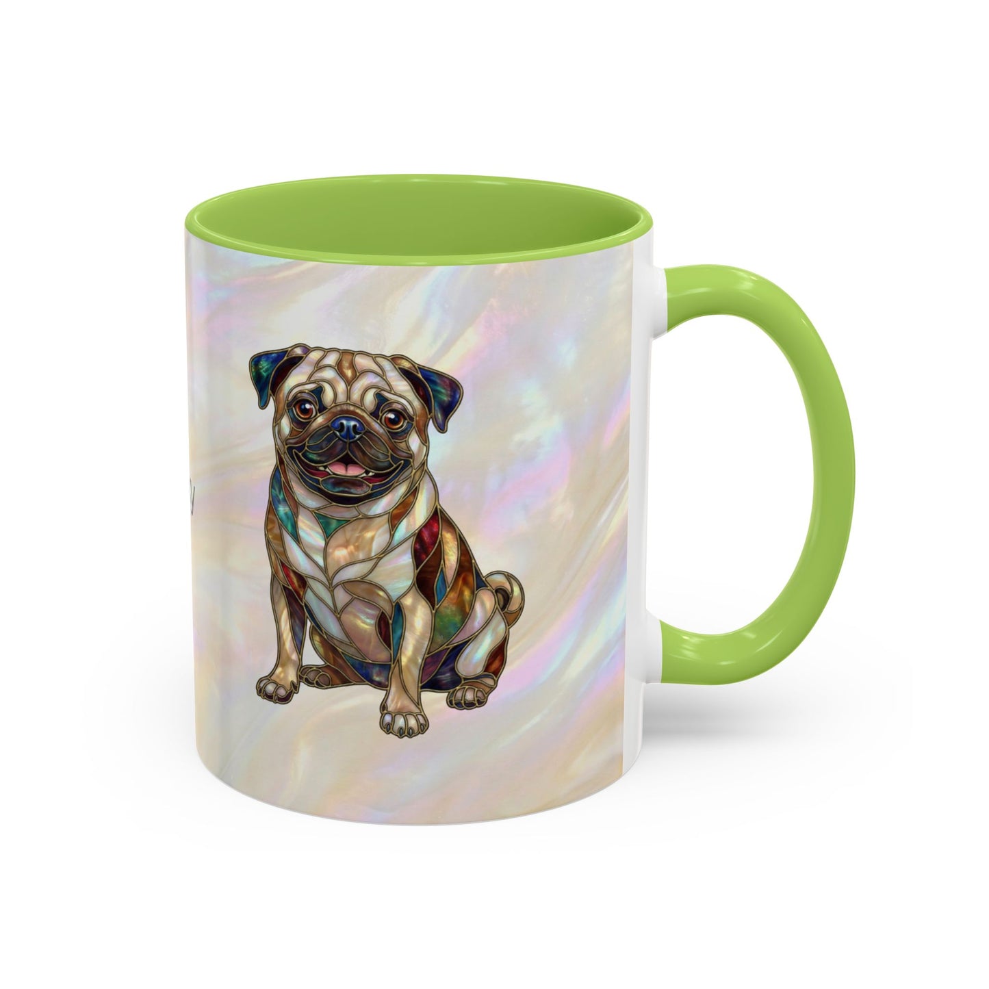 Personalized Pug Accent Coffee Mug –  Stained Glass Design (11/15oz) - 14547