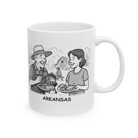 "Arkansas: We don’t need to be fancy—just good food and good company."  Ceramic Mug - 13277