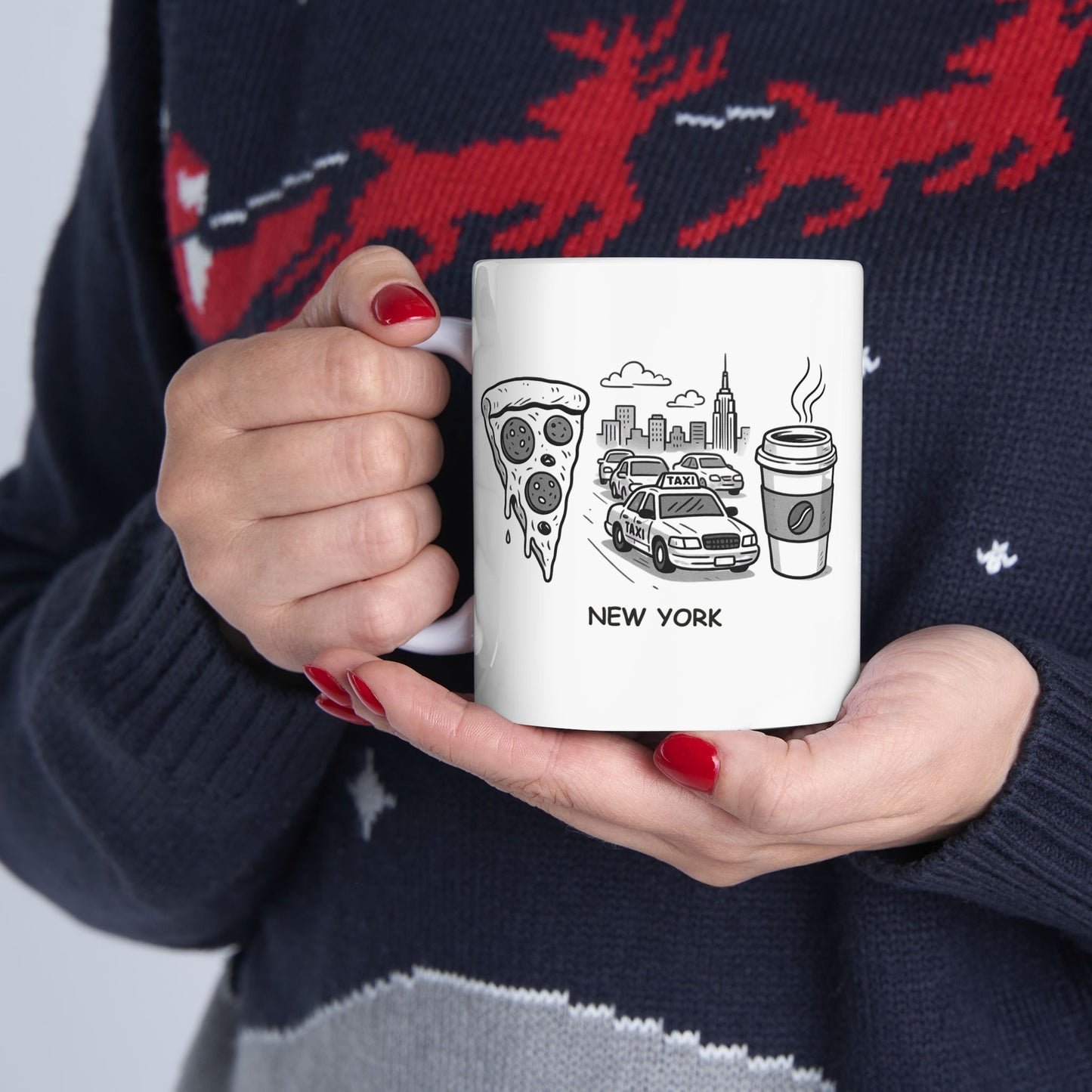 "New York: Where the pizza is thin, the traffic is thick, and the coffee is strong." Ceramic Mug - 12827