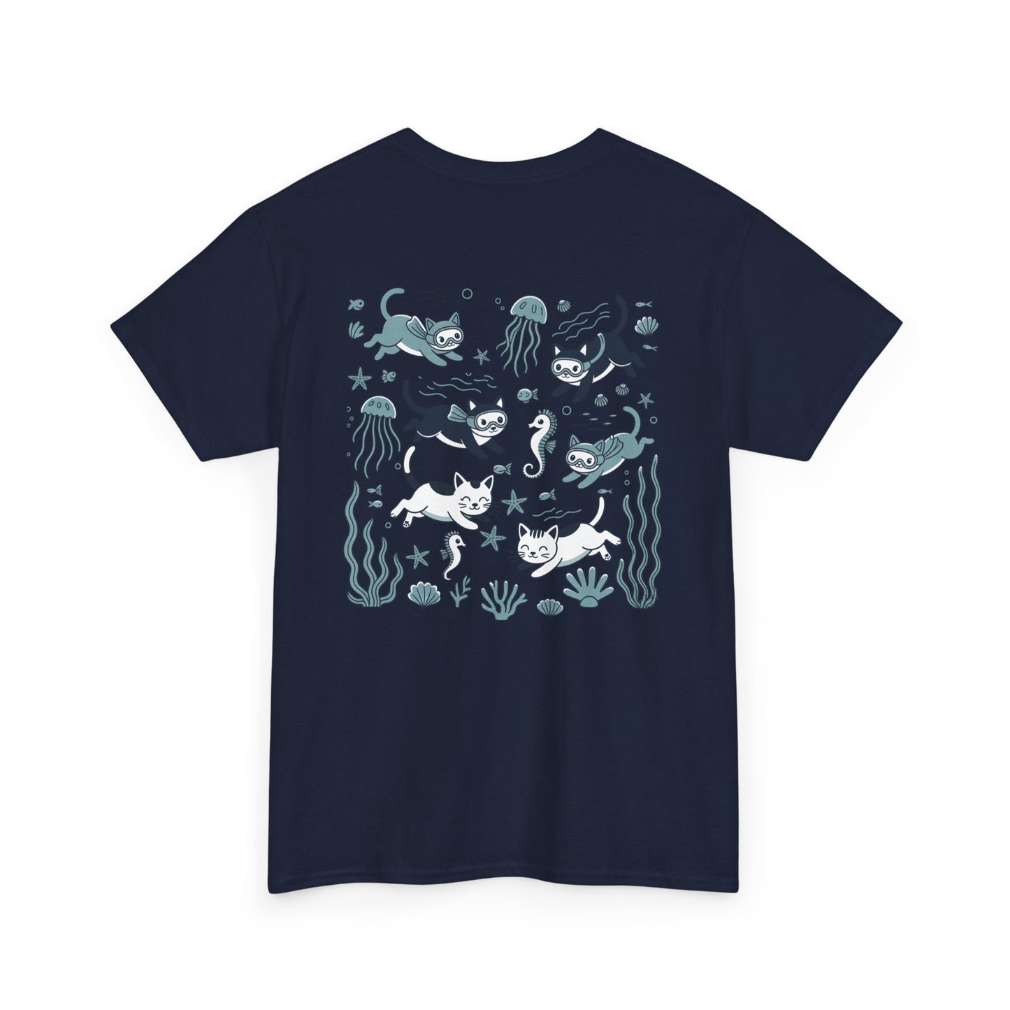 Sea Cats T-Shirt — Cute Underwater Cat Graphic Tee, Ocean Cat Lover Gift - 14869