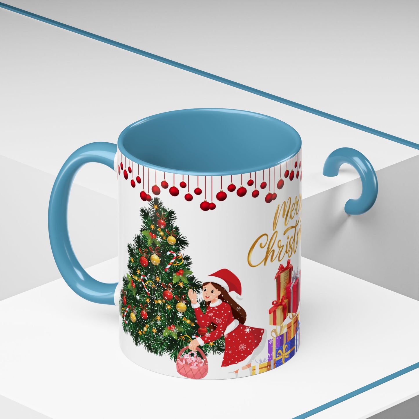 Merry Christmas - Accent Coffee Mug (11, 15oz)