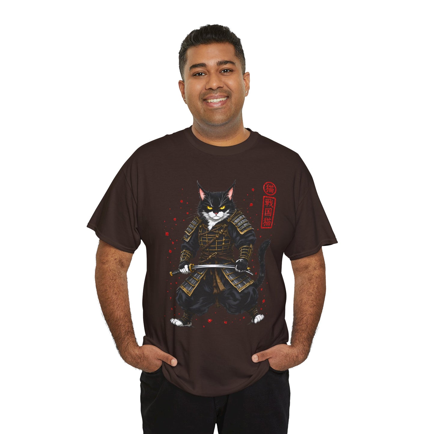 Samurai Cat T-Shirt – Japanese Warrior Cat Graphic Tee, Anime Samurai Cat Shirt, Japanese Streetwear Gift - 14913