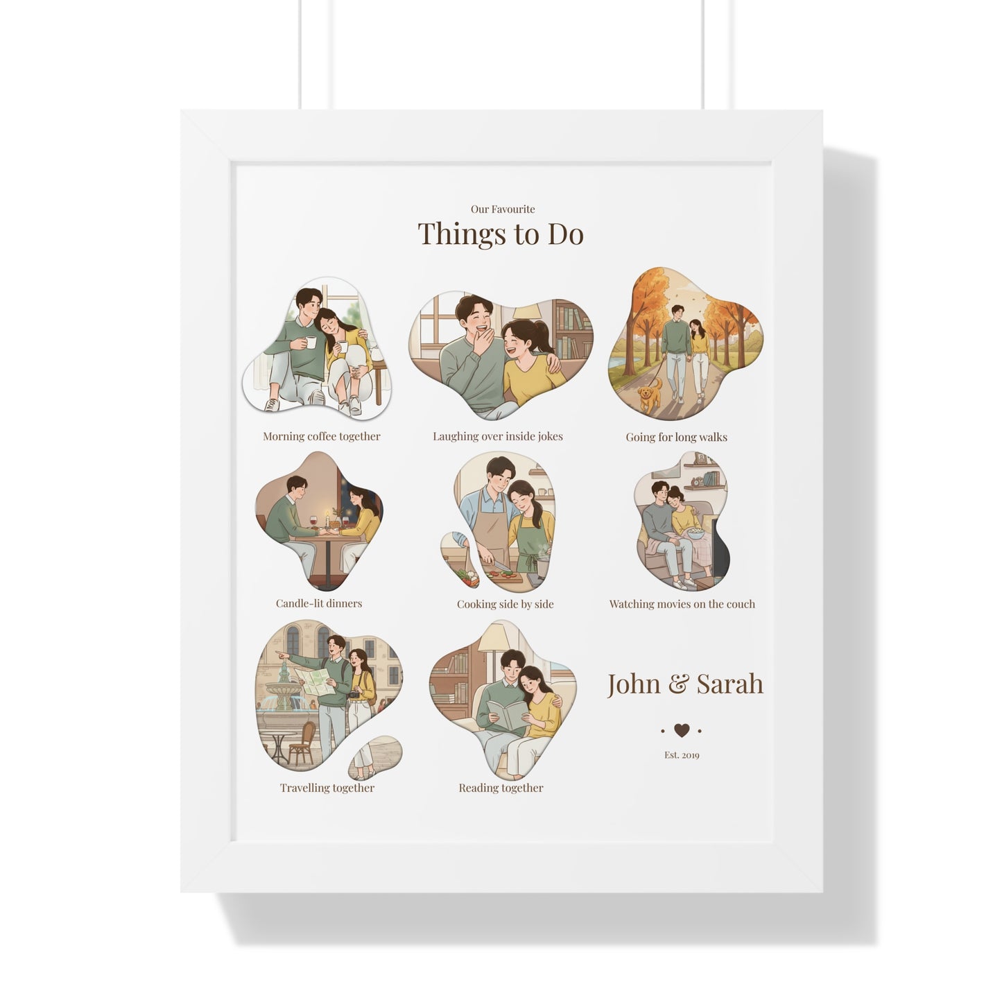 Framed Poster – “Our Favourite Things to Do” Personalized Couple Print | Valentine’s Gift - 14709