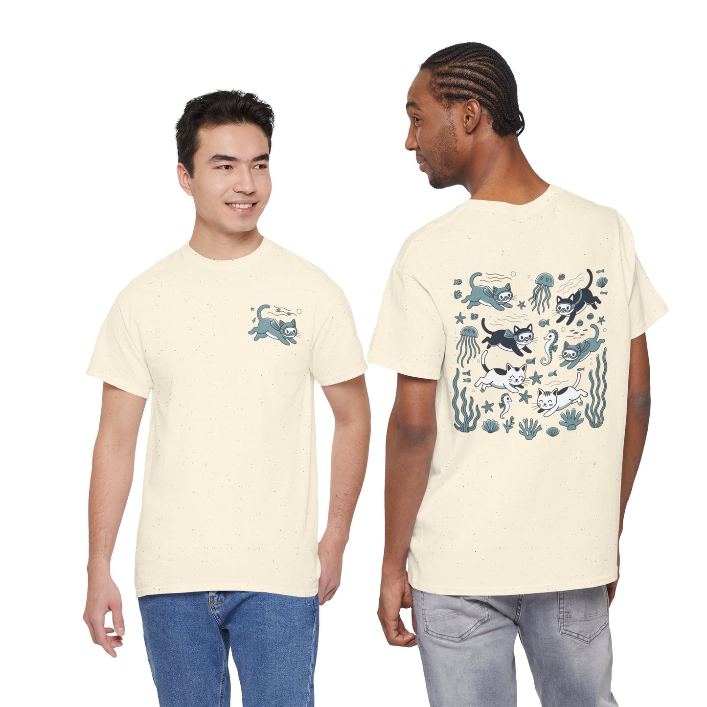 Sea Cats T-Shirt — Cute Underwater Cat Graphic Tee, Ocean Cat Lover Gift - 14869
