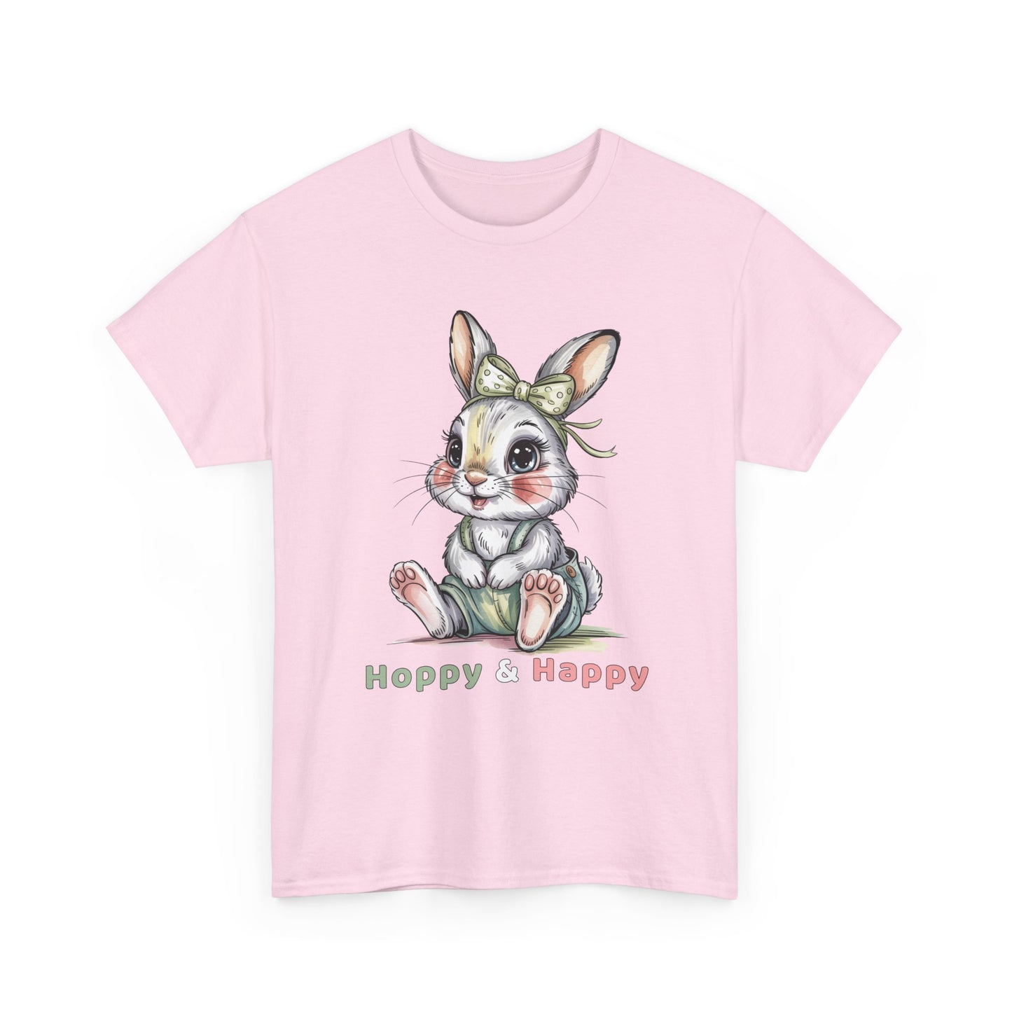 Cute Bunny T-Shirt – “Hoppy & Happy” Easter Rabbit Tee Gift for Kids & Adults - 14848