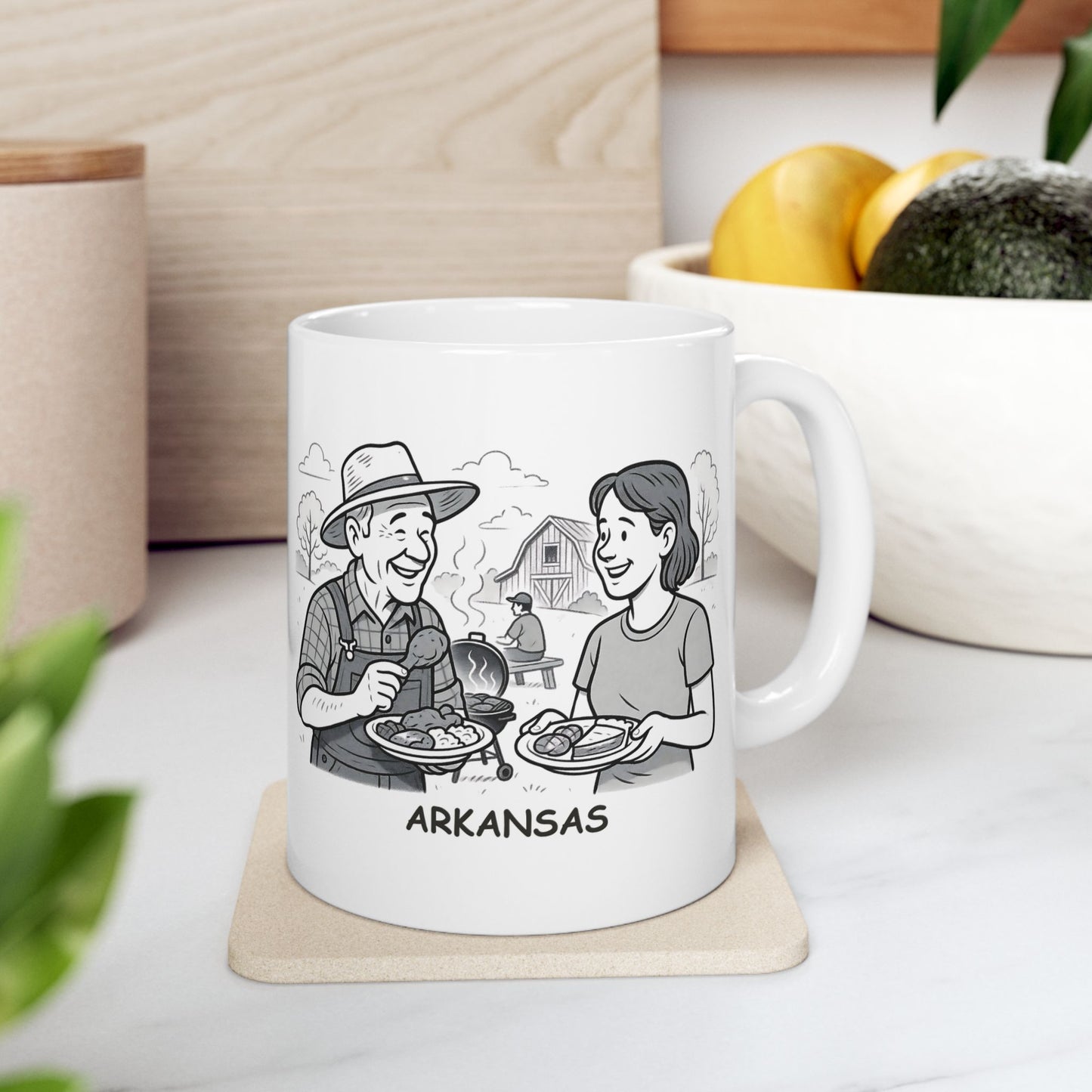 "Arkansas: We don’t need to be fancy—just good food and good company."  Ceramic Mug - 13277