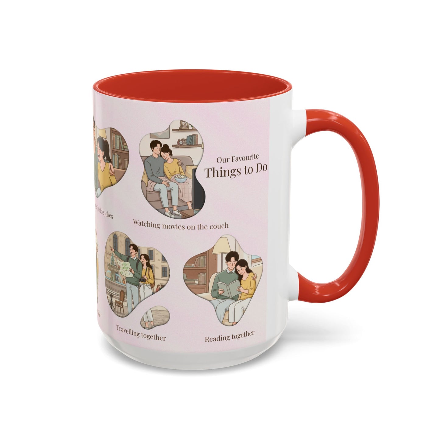 Our Favorite Things to Do Valentine’s Mug – Cozy Couples Illustrated Accent Coffee Mug - 14703