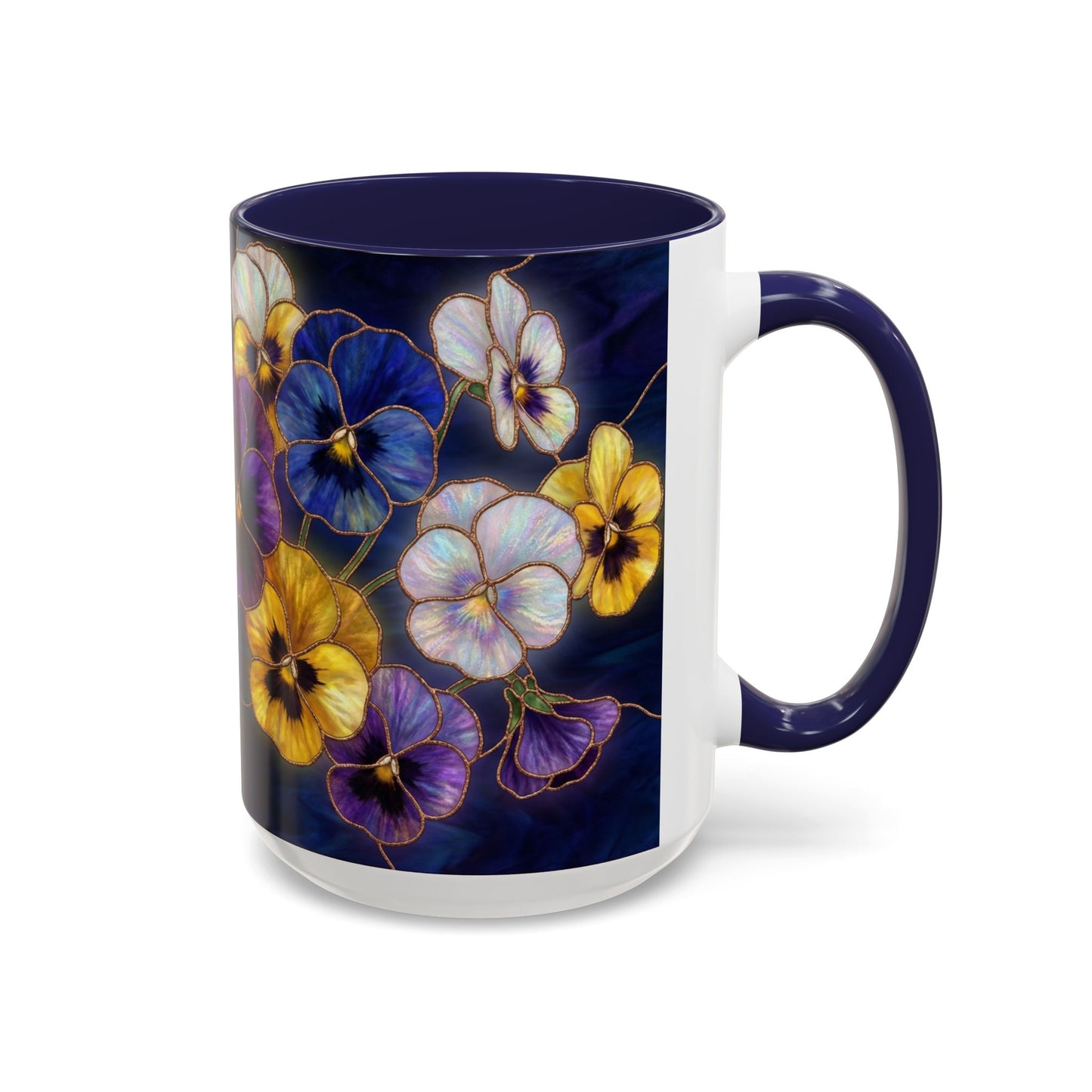 Pansy Floral Accent Coffee Mug — Stained Glass Design (11/15oz) - 14544