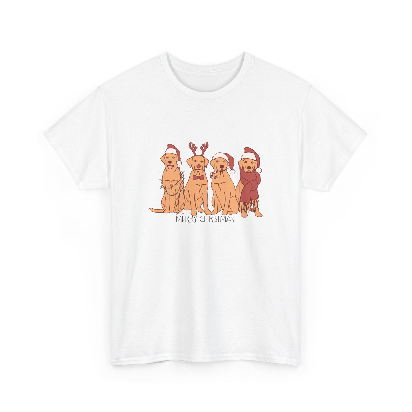 Golden Retrievers, Merry Christmas - Unisex Heavy Cotton Tee - 10282