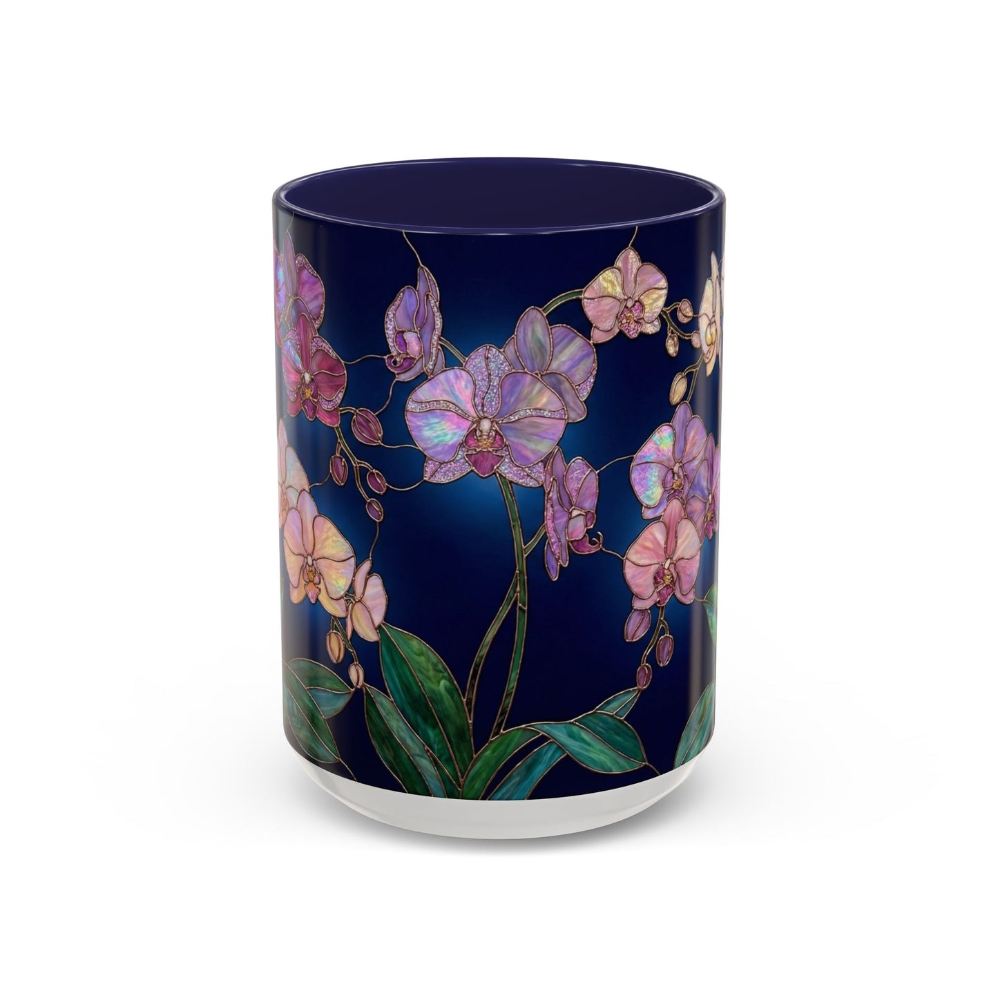 Orchid Bloom Accent Mug — Stained Glass Design (11/15oz) - 14579