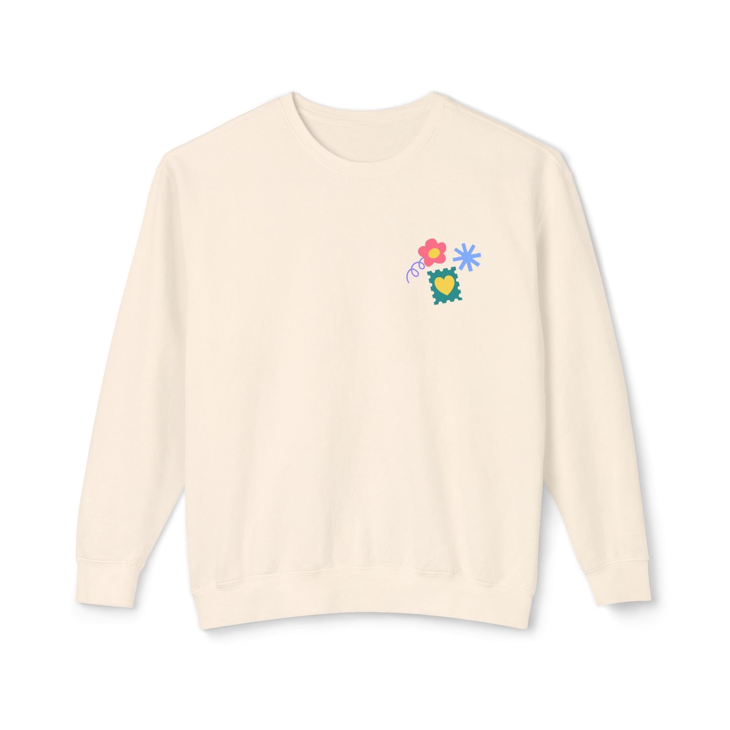 Flowers, Heart, Rainbow, Happy Face - Unisex Lightweight Crewneck Sweatshirt - 11485
