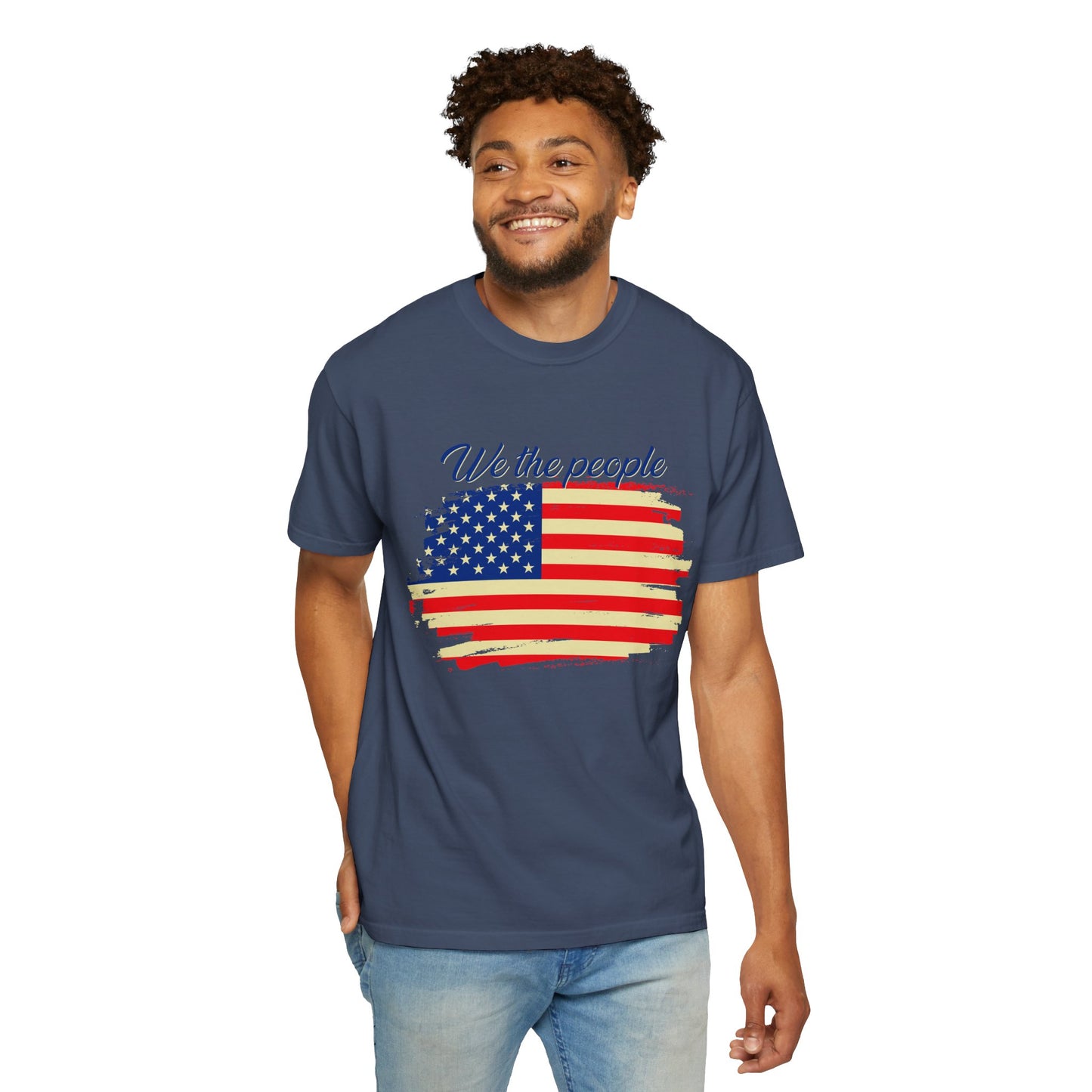 Patriotic Garment-Dyed T-Shirt - We the People, Independence Day Gift, Casual Wear, Constitution Day, Freedom Apparel - 13691